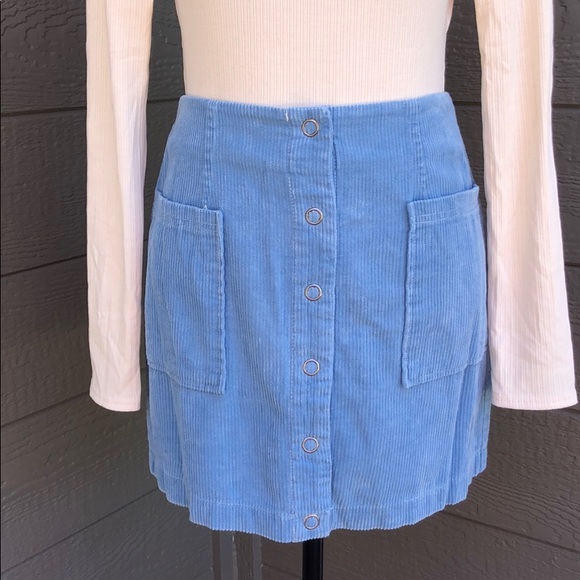 Honey Punch Dresses & Skirts - Honey Punch Dusty Blue Corduroy Skirt